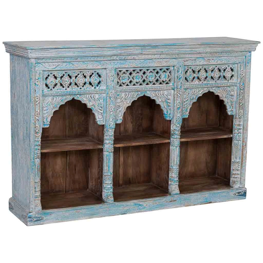 Credenza in legno blu 160x40x107 cm
