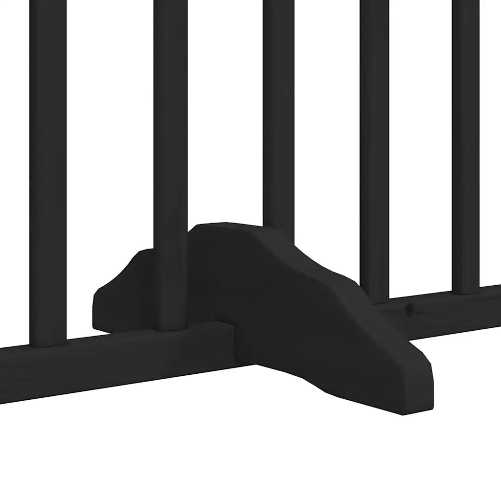 Cancelletto per cani con porta pieghevole 4 pannelli nero 320 cm in legno di pioppo 352225