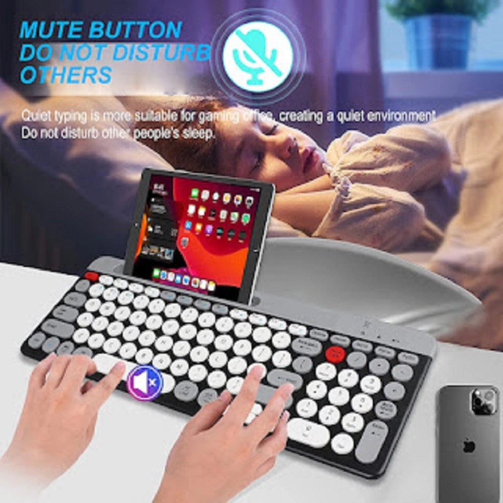 Trade Shop - Tastiera Wireless Bluetooth Dual Modes Layout Compatto Ultra Silenzioso Qk8066 -