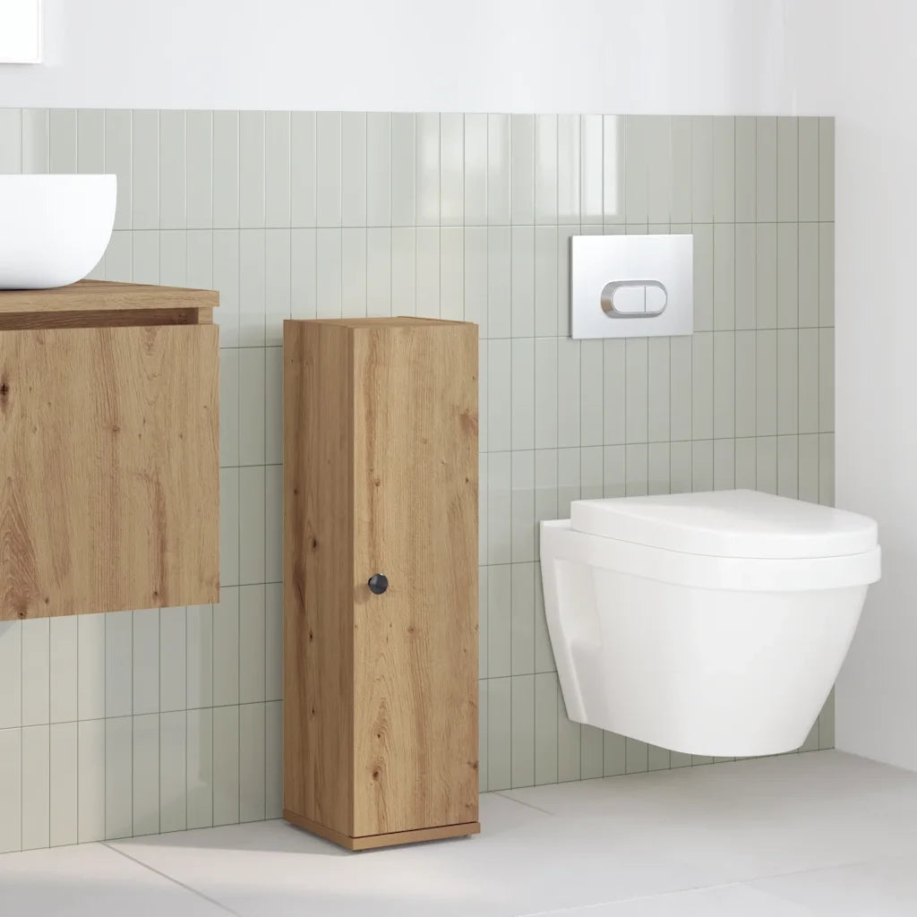 Mobile da Bagno con Portarotolo Rovere Artigianale 20,5x22x72cm 858523