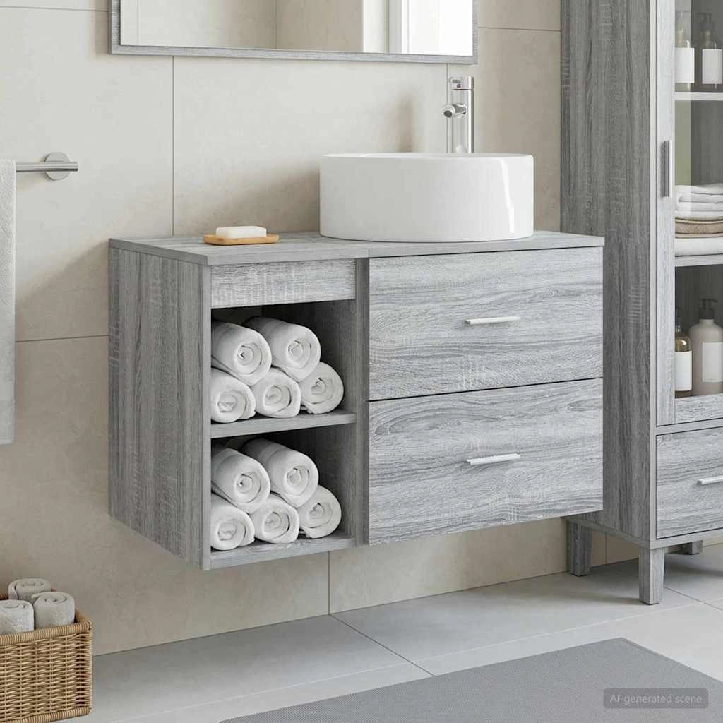Set di mobili per il bagno 2 pz Sonoma grigio 3403933