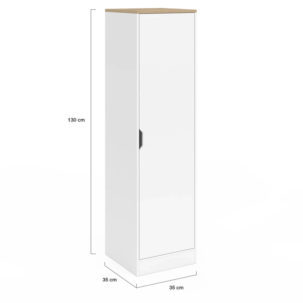 IDMarket - NOUK Mobile contenitore a 1 anta con ripiani in legno e bianco