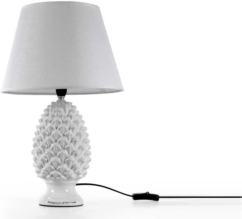 LAMPADA LUMETTO CON DESIGN A PIGNA CON BASE IN COLORE BIANCO 52 CM