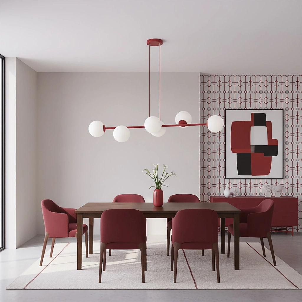Lampada a sospensione Magnus 6xE14 bordeaux Emibig