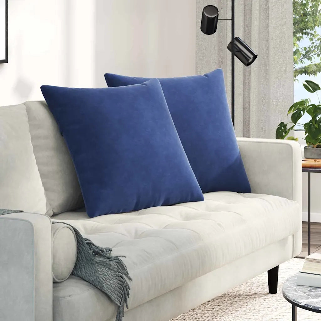 Cuscini da Divano 2 pz-Set di 2 Cuscini per Sofa Blu Polizia 80 x 80 cm Tessuto in Cords