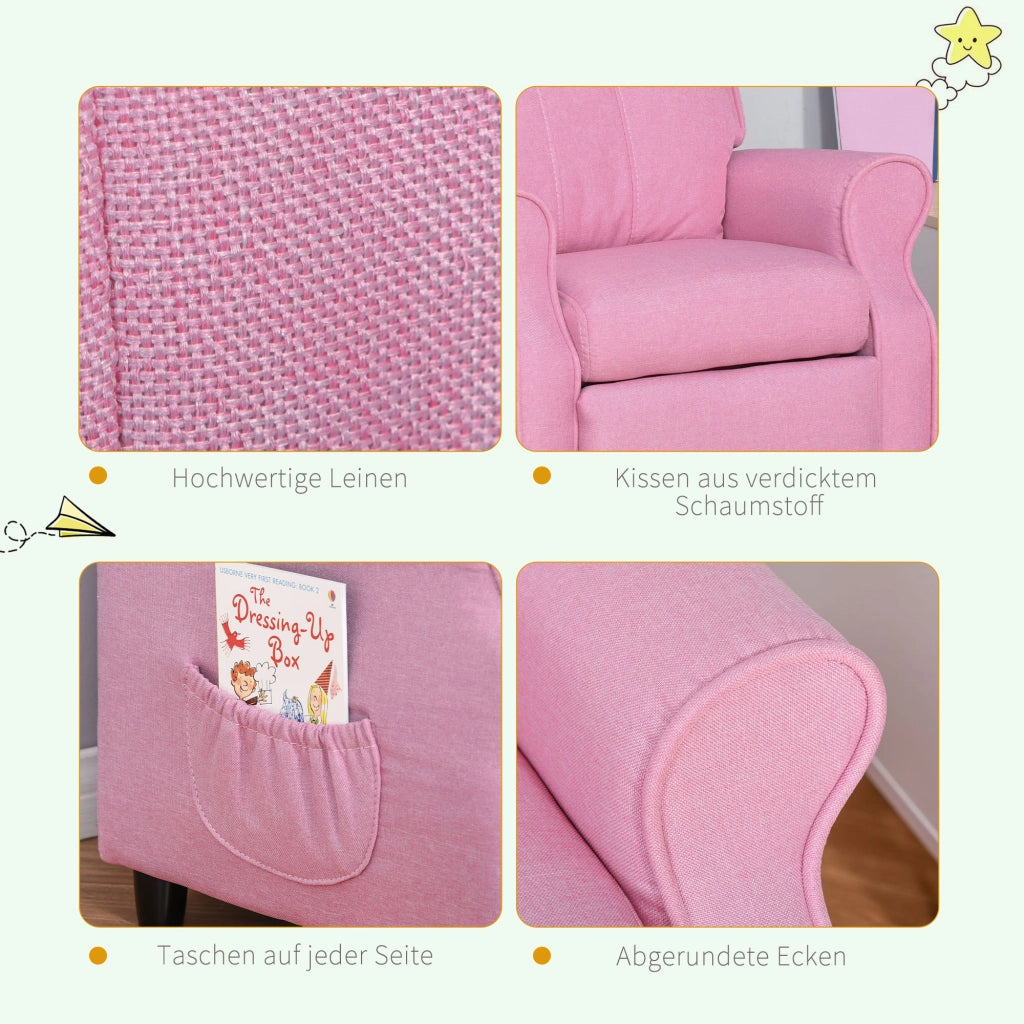 Divano bambini con poggiapiedi e braccioli regolabili ¨C zephmum ¨C rosa
