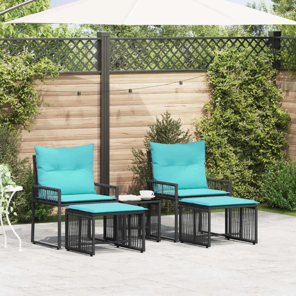 Set di Mobili da Esterno 11 pcs Nero e Turchese polyrattan 42025155