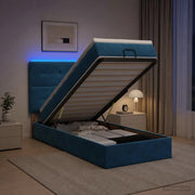 Letto Ottomano con Materasso e LED Blu scuro 90 x 190 cm 3458275
