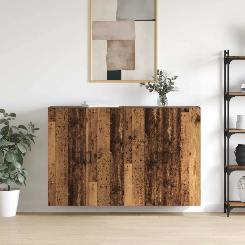 Mobiletto a muro 2 pcs Legno vecchio 69,5 x 34 x 90 cm 3394506