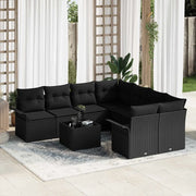 Set Divano da Giardino 9 pcs Nero Poly Rattan 3345303