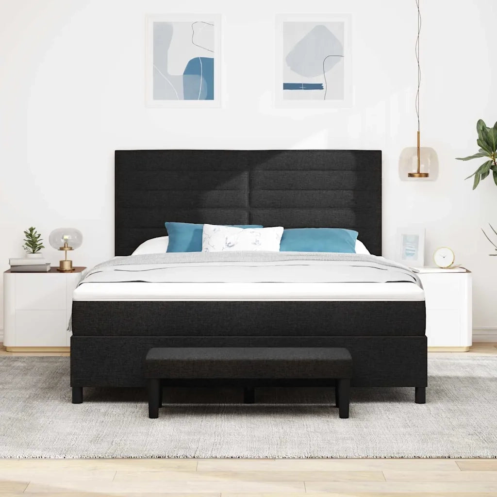 Letto a molle con testiera Nero 180 x 200 cm Tessuto 3344011