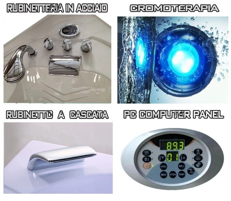 Vasca idromassaggio, cromoterapia, computer e rubinetteria 150X150 ful optional Sicorage Onpol