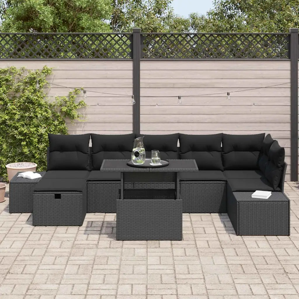 Set Divano da Giardino 8 pcs Nero polyrattan 3361222