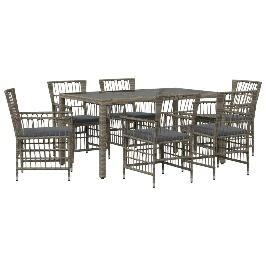 Set da pranzo per esterni 7 pz Grigio polyrattan 3448939