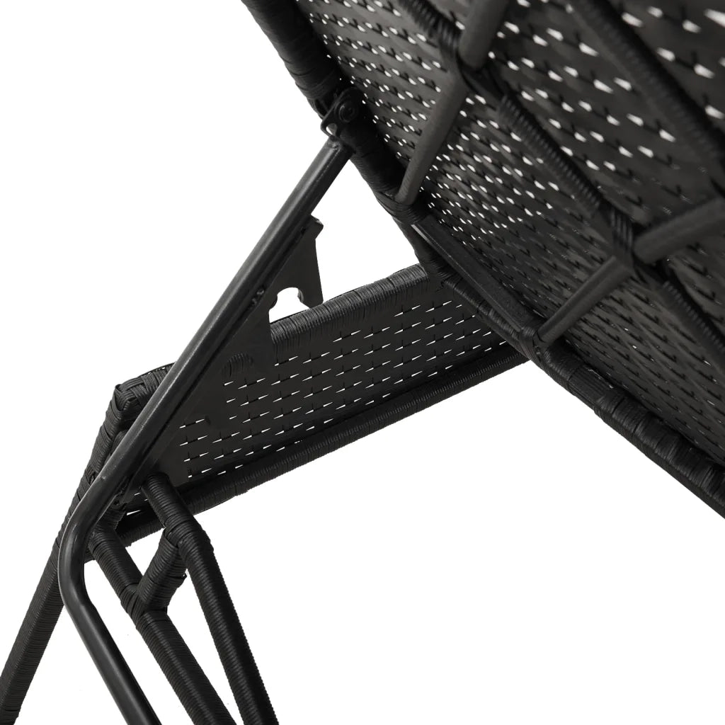 Lettino Prendisole con Cuscino Nero in Polyrattan 4002701