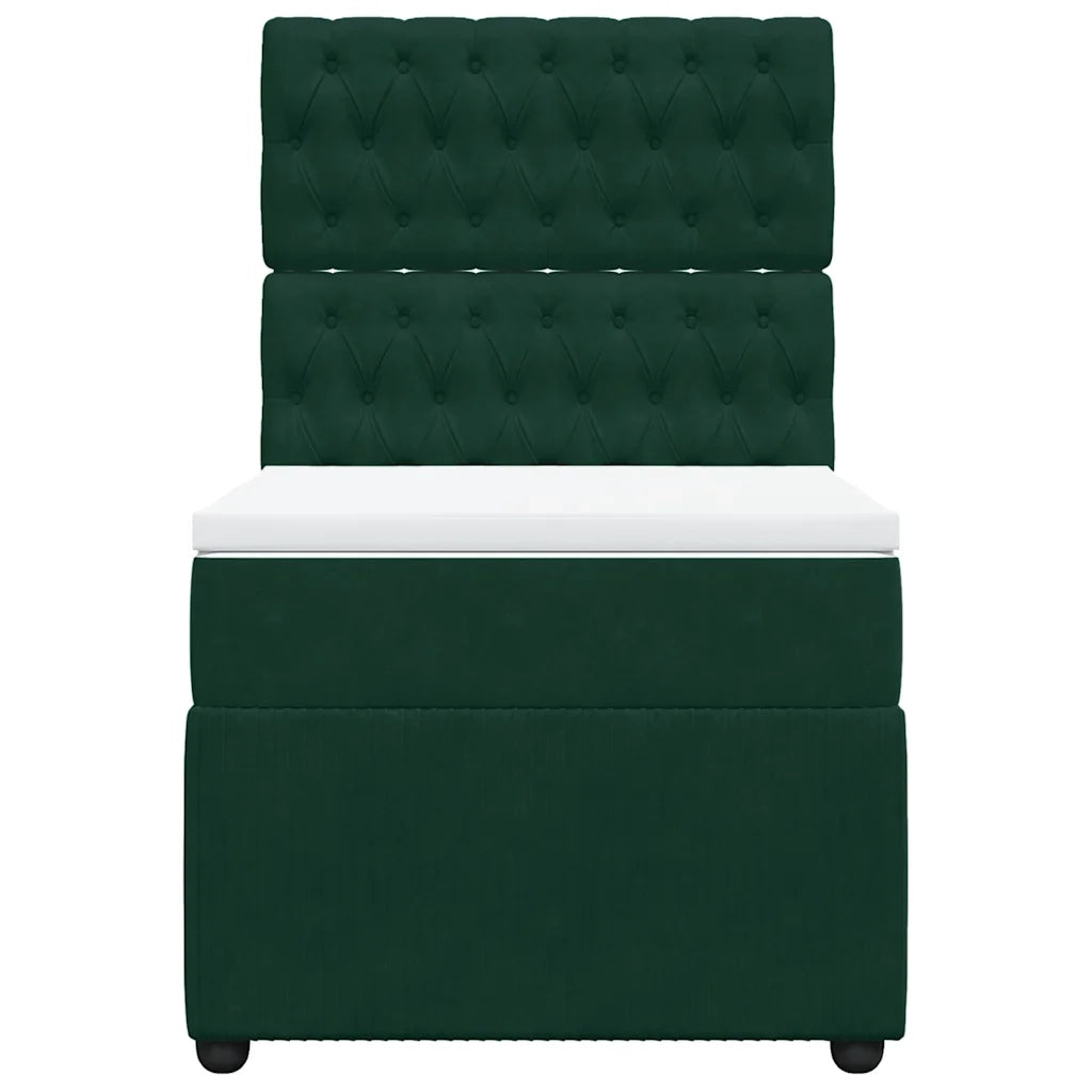 Giroletto a Molle con Materasso Verde Scuro 80x200 cm Velluto