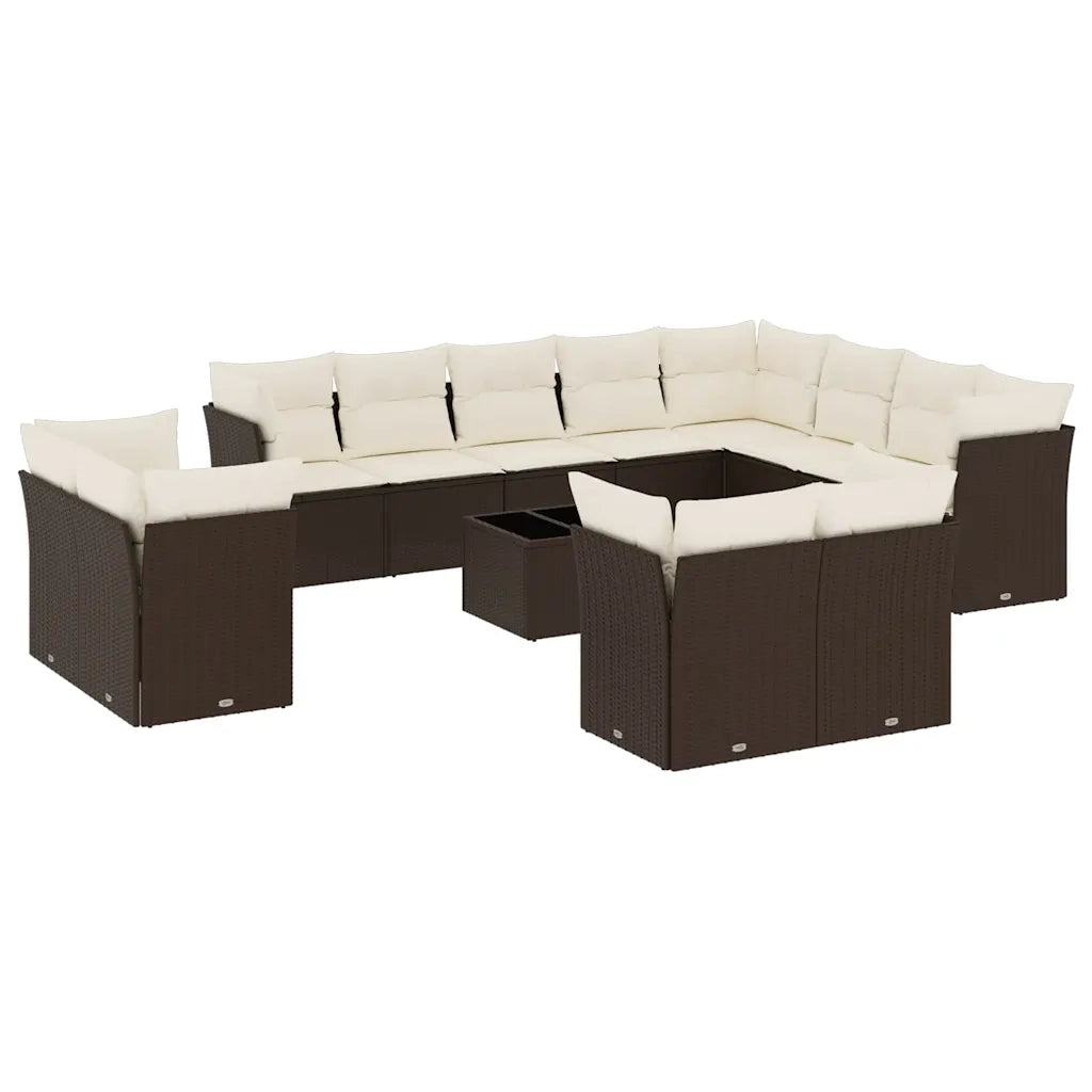 Set Divani da Giardino 13 pz con Cuscini Marrone in Polyrattan 3250382
