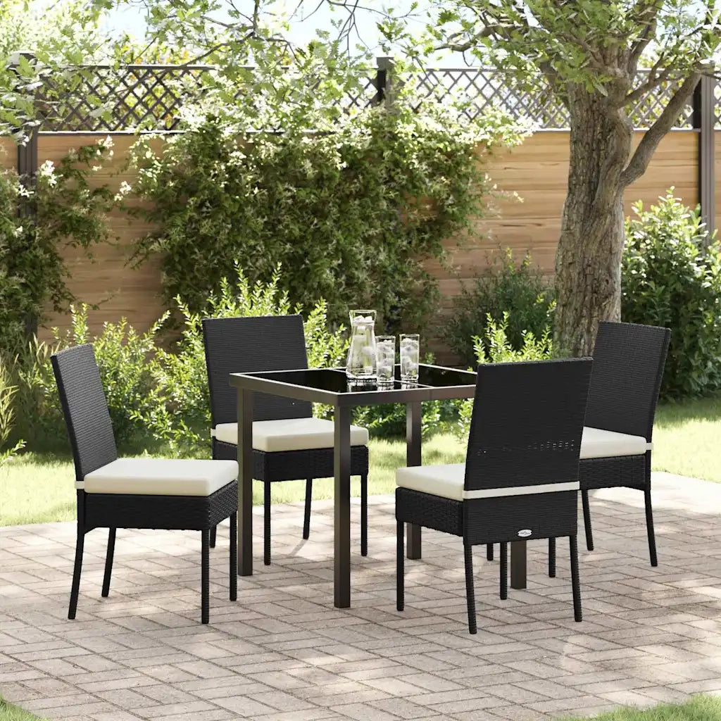 Set da Pranzo per Giardino 5 pcs Nero