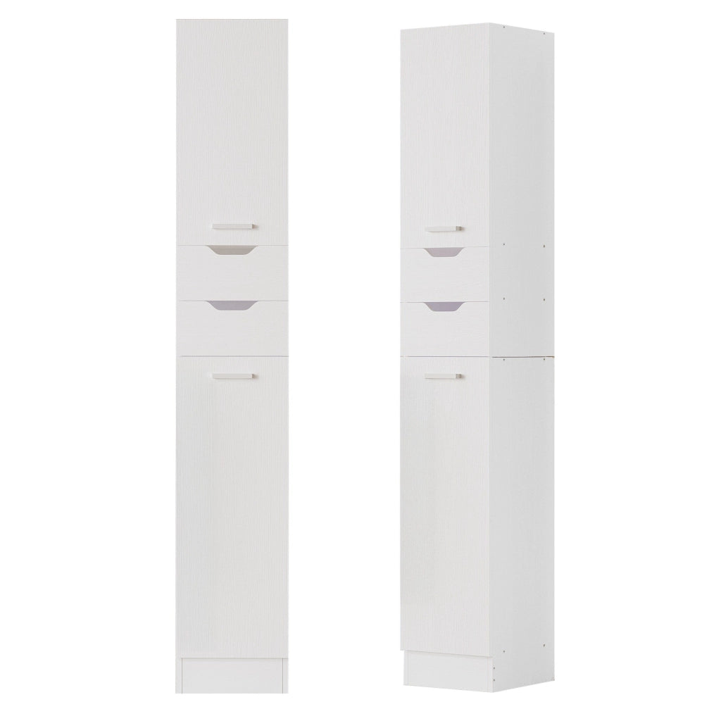 Armadio da bagno in legno bianco, colonna a scaffali, pratico e capiente, stile loft, 180 cm