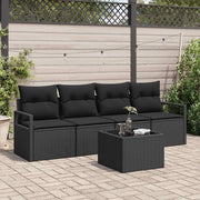 Set di divani con cuscino 5 pcs Nero polyrattan 3354922
