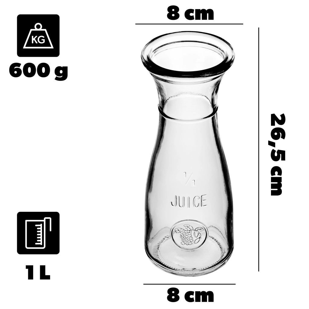 Caraffa in vetro KADAX da 1 litro per acqua, limonata e bevande (set da 2 pezzi).