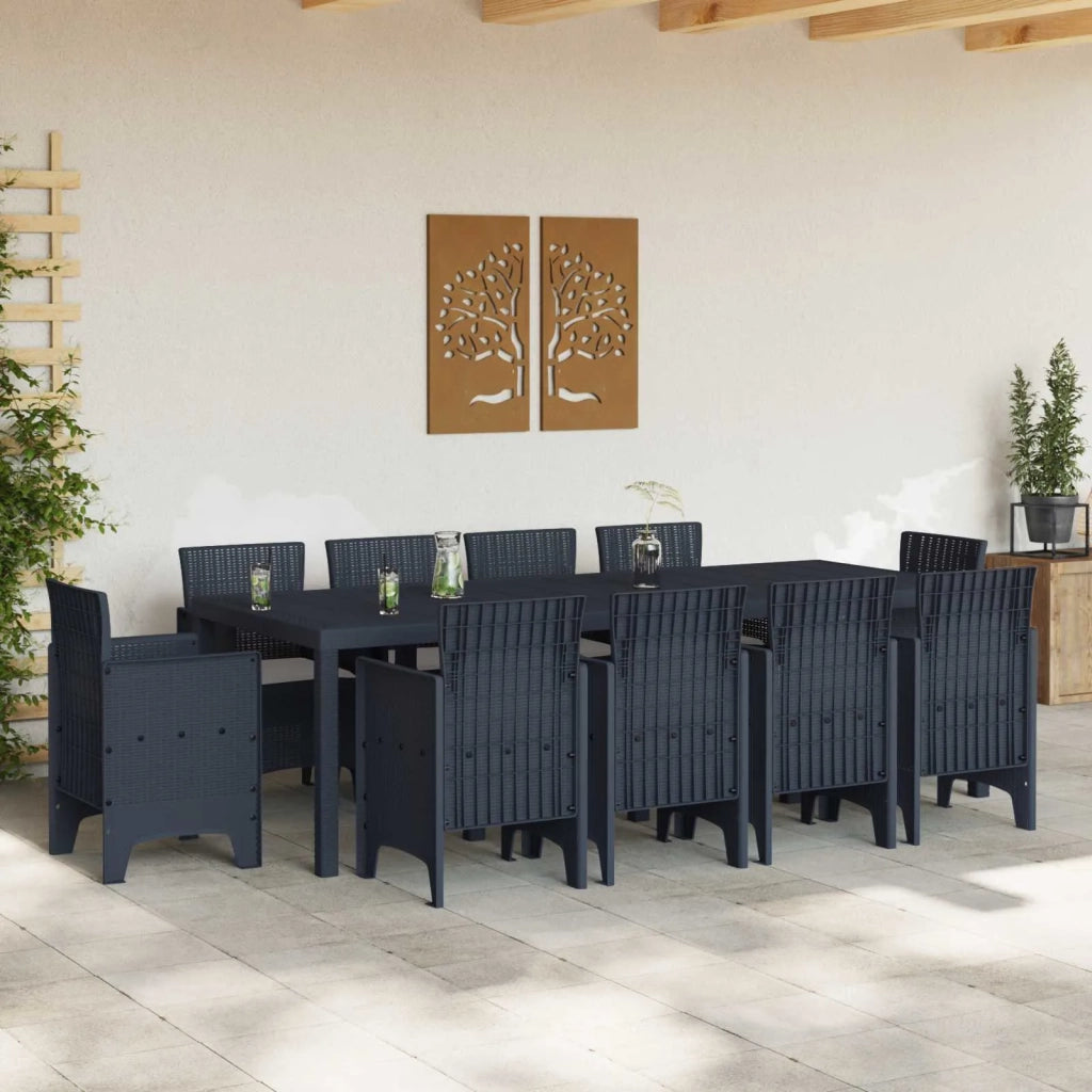 Set da Pranzo per Giardino 11 pcs Antracite Polipropilene