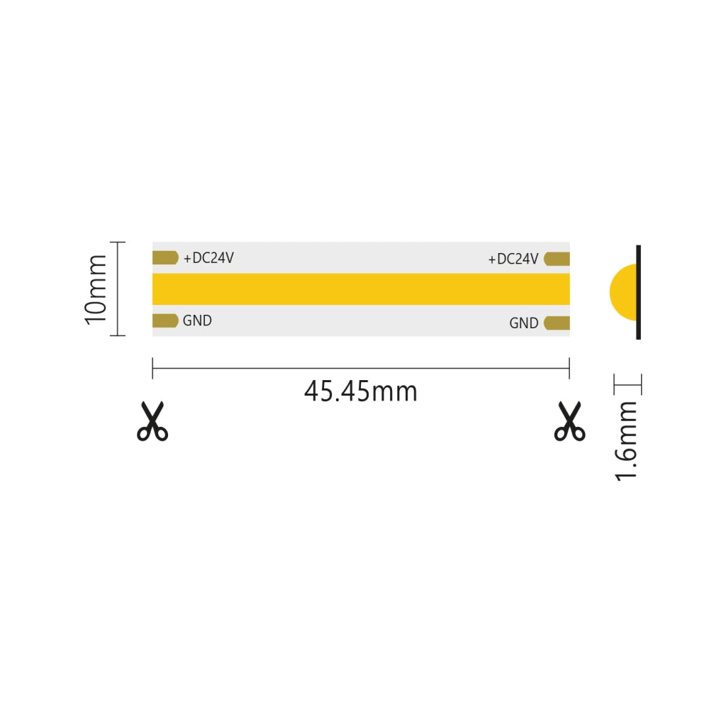 Striscia led 5m COB IP65 monocolore da 15W/MT 24V - 6000K