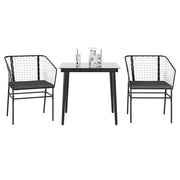 Set da Pranzo da Giardino 3 pz con Cuscini Polyrattan Vetro 3334499