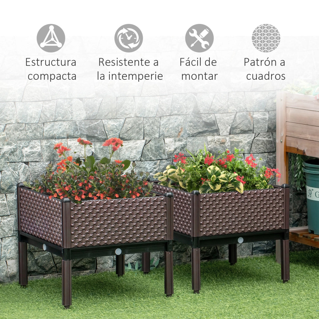 Giardiniere Rialzate 2 Pezzi Quadrate 50x50x46,5 cm ¨C Minimal ¨C Marrone