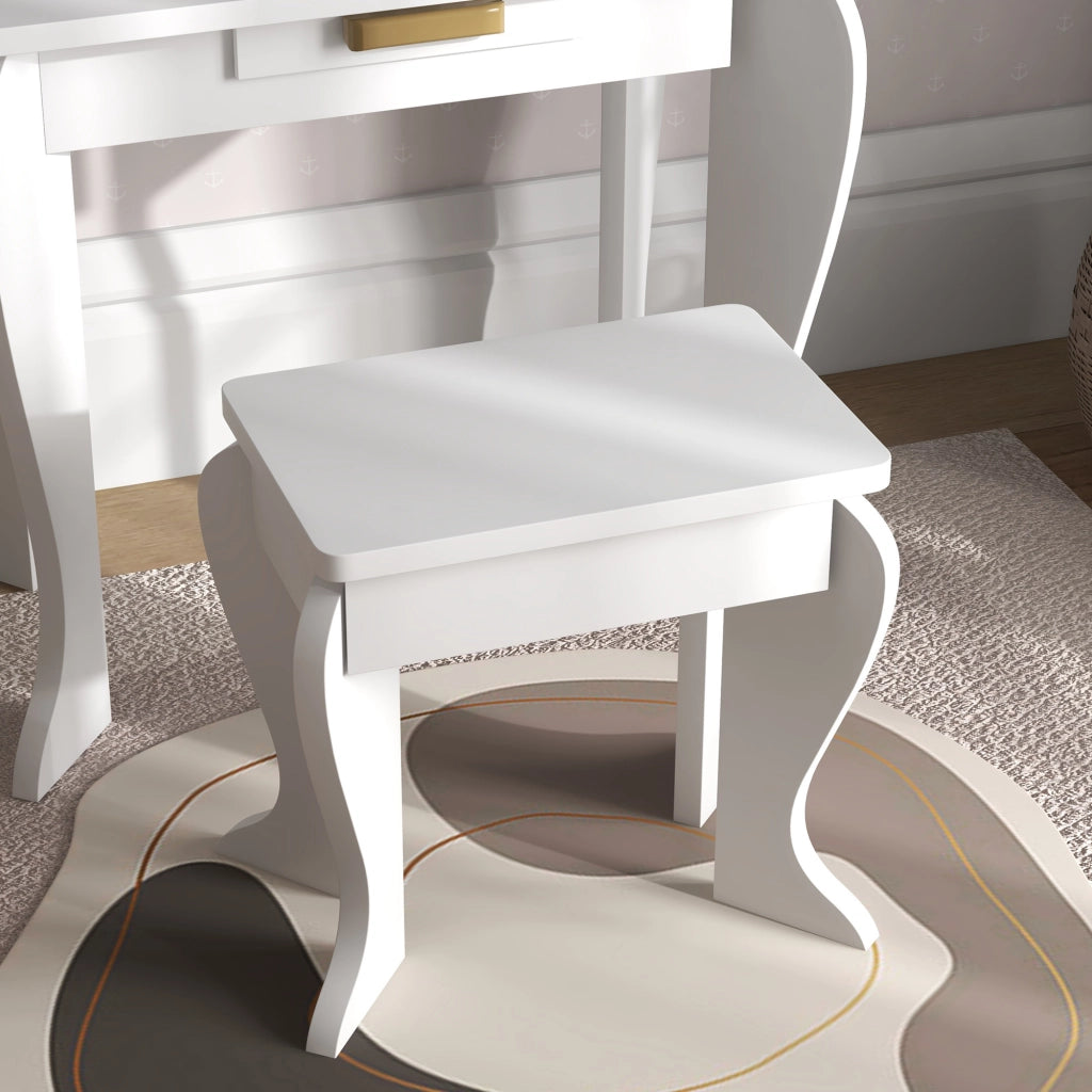 Tocador per Bambini con Specchio e Sgabello ¨C Minimal ¨C Bianco 3-6 Anni