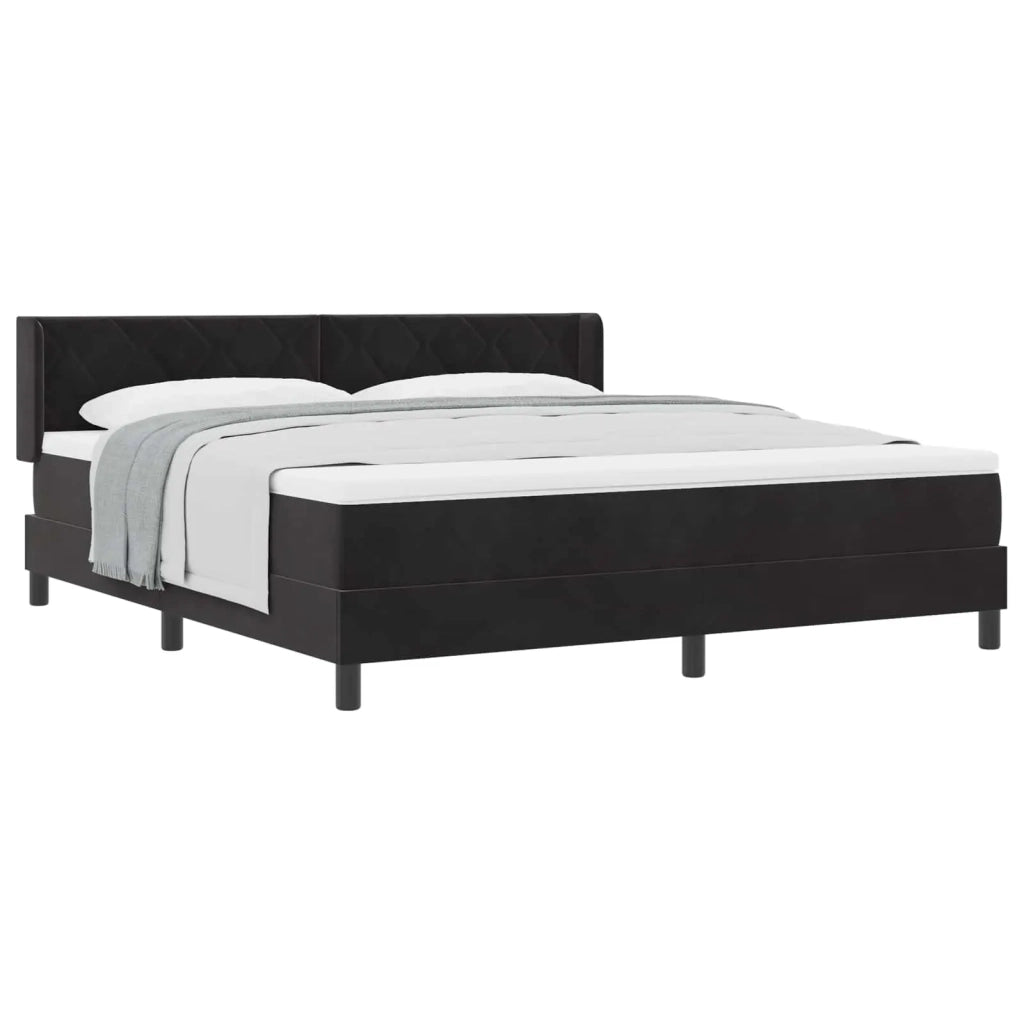 Letto a molle con materasso Nero 200 x 180 cm Poliestere