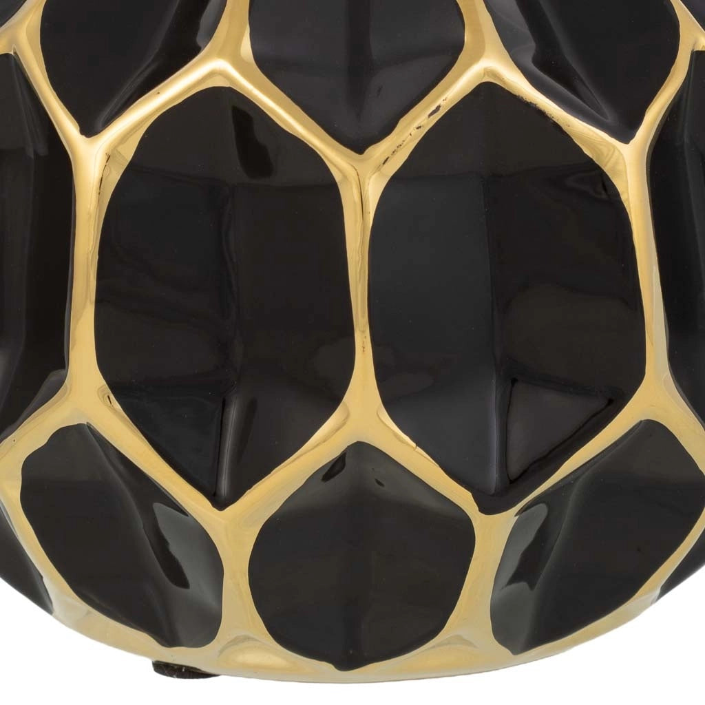 Vaso in ceramica nera e oro, D16,5x23,5h cm