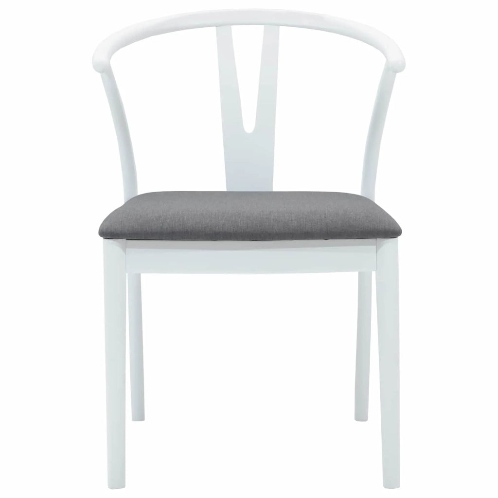 Sedia da pranzo 2 pcs Bianco e Grigio Legno di gomma solido 42020415