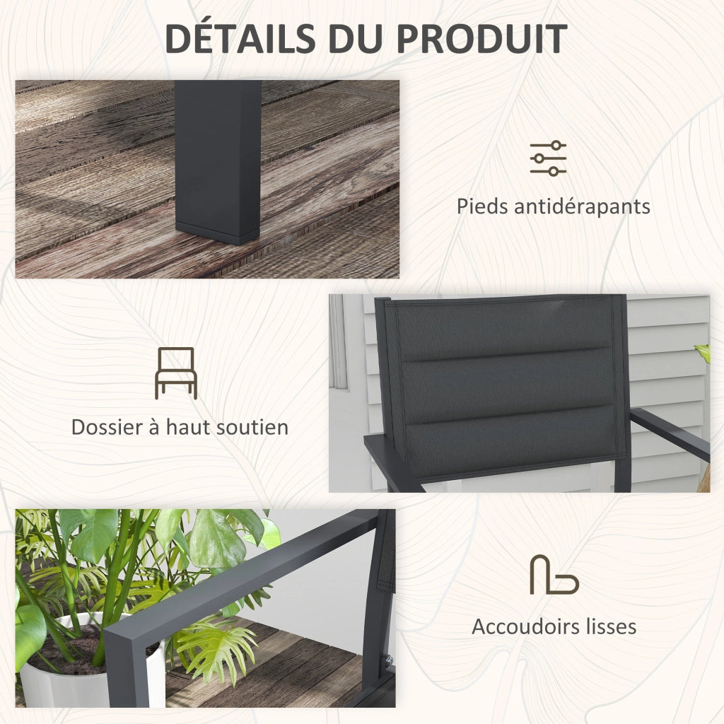 Sedia da giardino impilabile ¨C Minimal ¨C alluminio e textilene, con braccioli, 4 pezzi