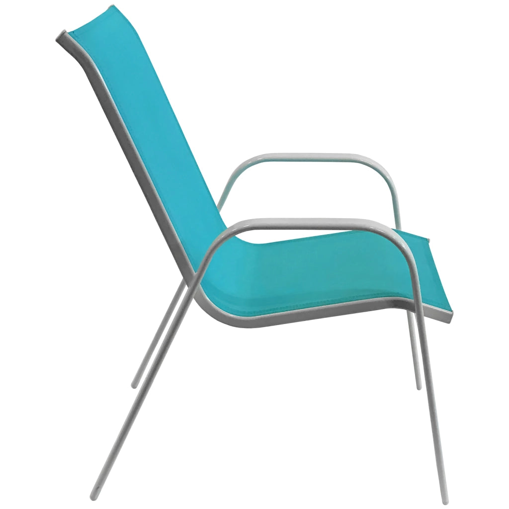 Set di 8 sedie MARBELLA in textilene blu - alluminio bianco