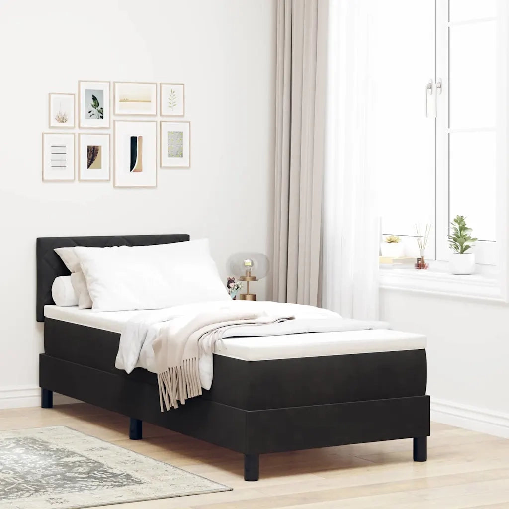 Letto a molle con materasso Nero 80 x 200 cm Velluto 3339202