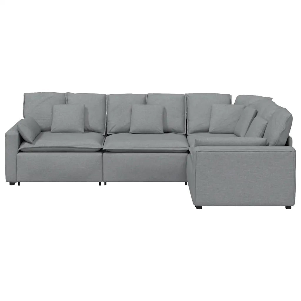 Divano Modulare con Cuscini in Tessuto Grigio Chiaro 3321147