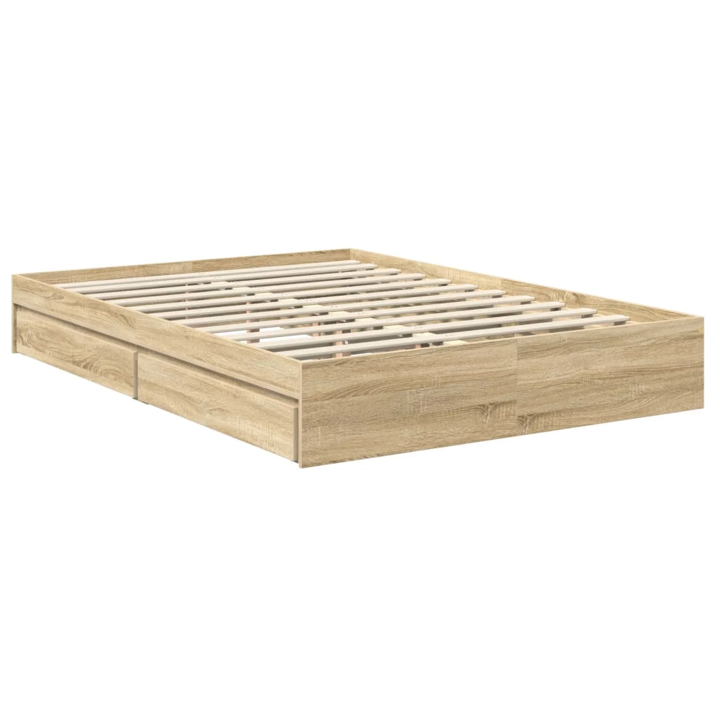 Letto con Contenitore con testiera Rovere Sonoma 140 x 190 cm 3411210