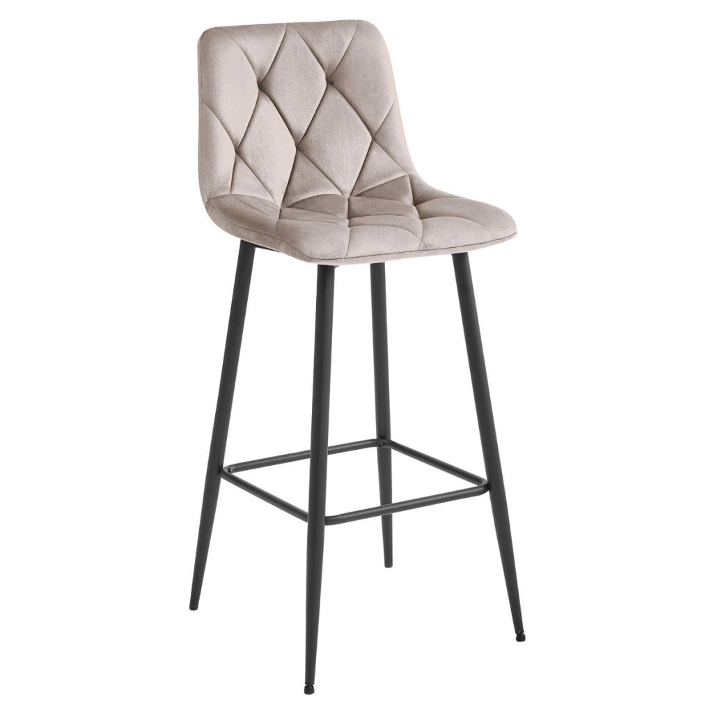 Set di 2 sgabelli da bar Nado in velluto beige e metallo