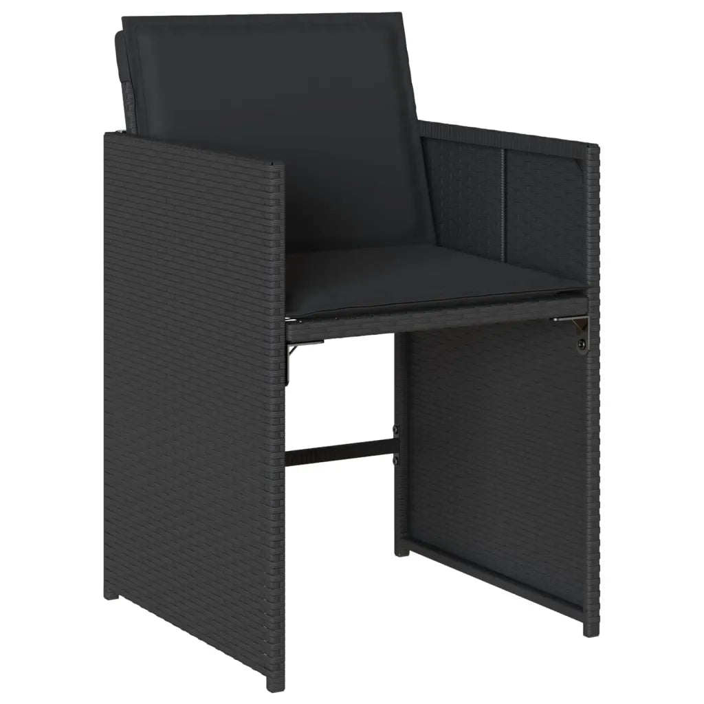 Set da Pranzo da Giardino 17 pz con Cuscini Nero in Polyrattan 3277950