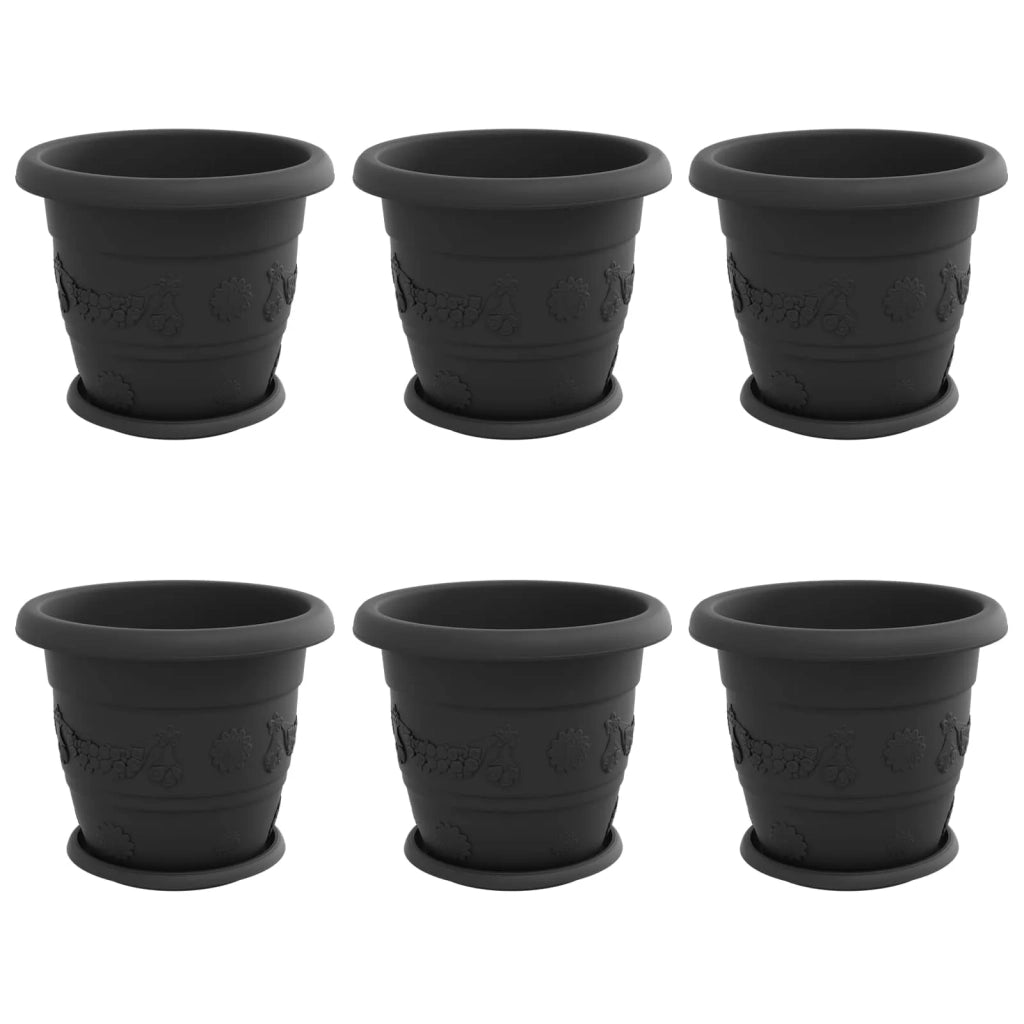 Vasi per Piante 6 pcs Nero Ø 30 x 25 cm Plastica 3403277