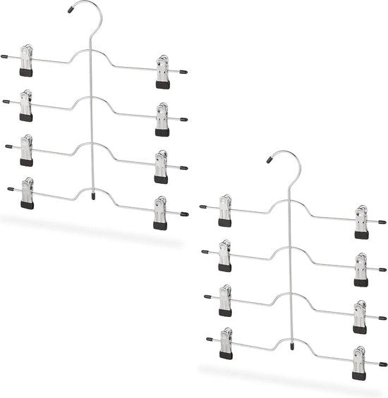Hanger per abito - Multiuso, 2 pezzi per abiti da sera o pantaloni - Compacto e antiscivolo - Argento