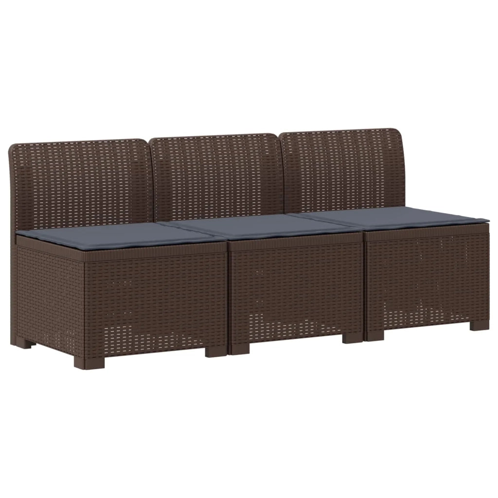 Divano da esterno-Divano da Giardino 3 posti con cuscini in look rattan PP 363424