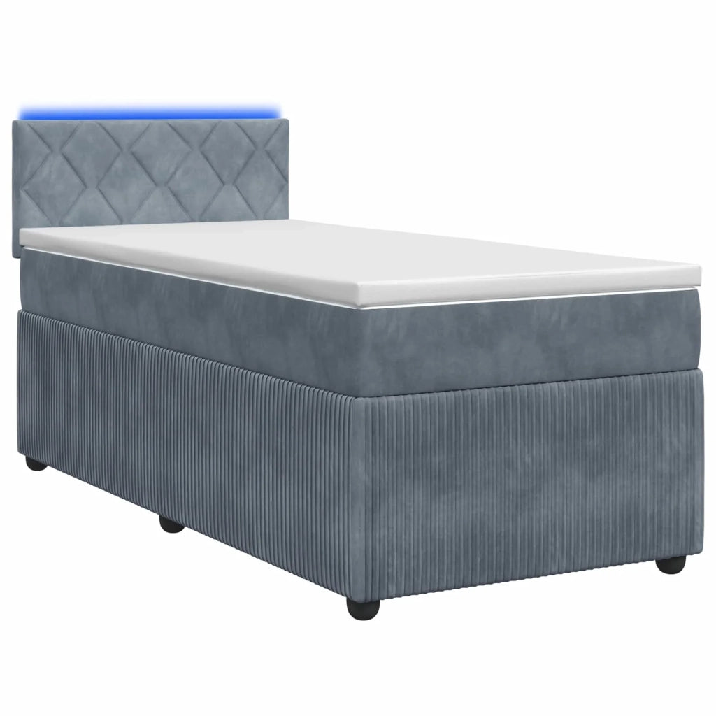 Letto con Box Spring, Materasso e LED Grigio Scuro 90 x 190 cm 3453250
