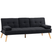 Divano Letto 3 Posti Reclinabile ¨C Minimal ¨C Grigio Tessuto Effetto Lino con Tavolino