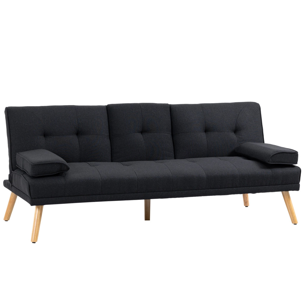 Divano Letto 3 Posti Reclinabile ¨C Minimal ¨C Grigio Tessuto Effetto Lino con Tavolino