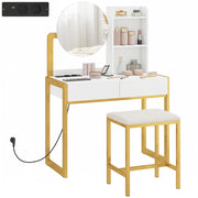 Cassettiera con specchio e sgabello imbottito ¨C Minimal ¨C bianco 60x40x