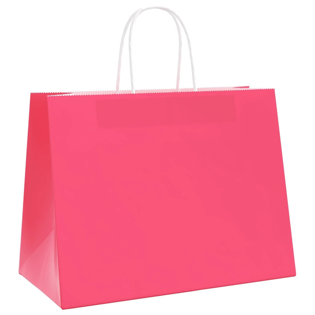 Sacchetti di Carta 250 pz con Manici Rosa 32x17x25 cm 4101677