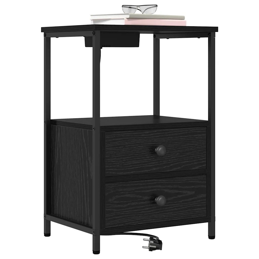 Armadio da Notte Rovere Nero 40 x 31 x 60 cm Legno multistrato 859440