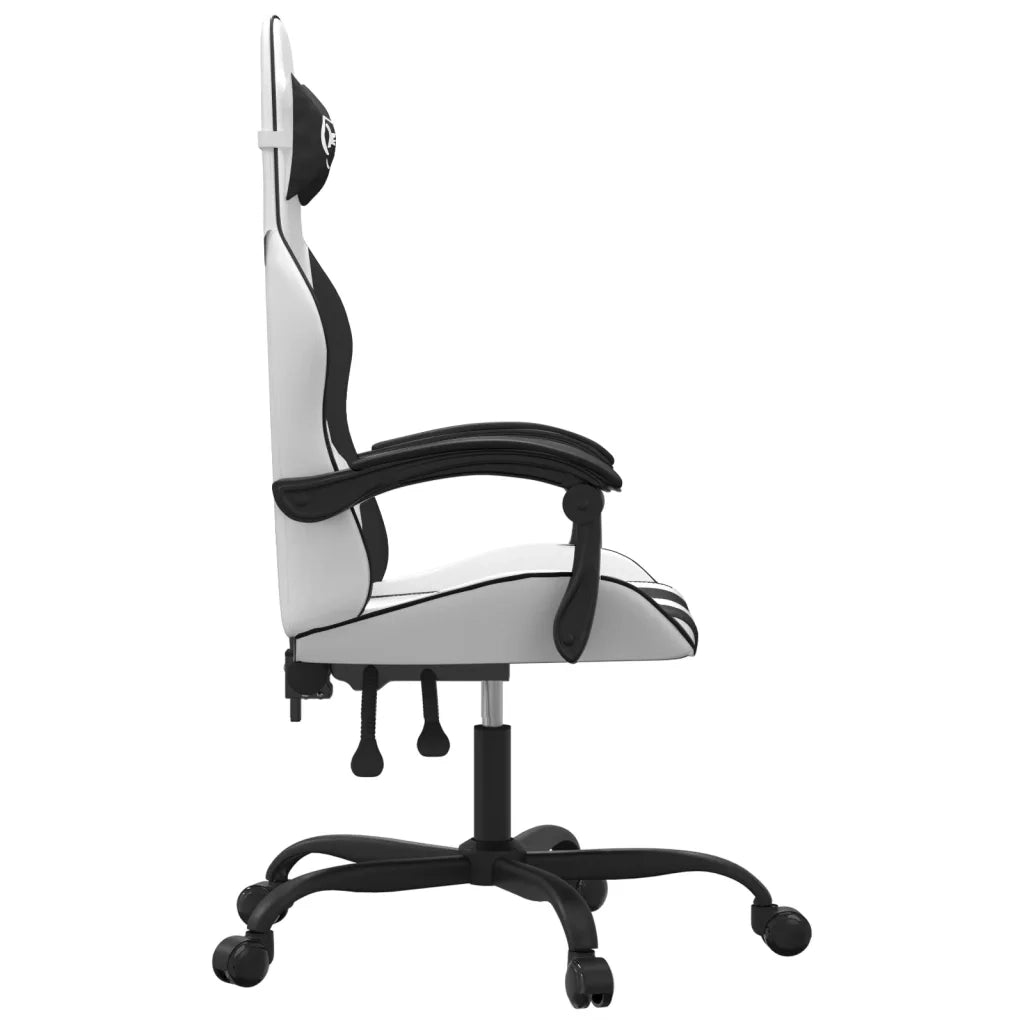 Sedia da Gaming Girevole Bianco e Nero in Similpelle 349601